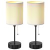 2Pcs Beside Lamps for Bedroom 3 Color Modes Nightstand Lamp USB C+A AC Output Ports Pull Chain E26 Bulb Light