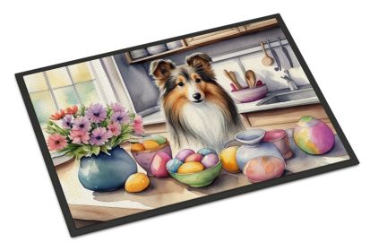 NEW Decorating Easter Sheltie Doormat Front Door Mat Indoor Outdoor Rugs for Entryway, Non Slip Washable Low Pile, 18H X 27W