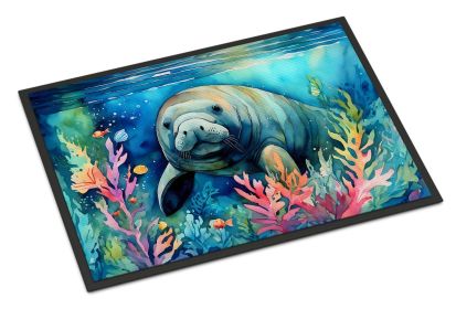 Manatee Doormat Front Door Mat Indoor Outdoor Rugs for Entryway, Non Slip Washable Low Pile, 24H X 36W