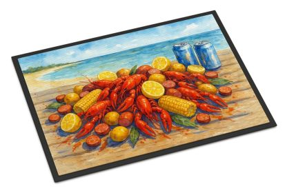 Crawfish on the Beach Doormat Front Door Mat Indoor Outdoor Rugs for Entryway, Non Slip Washable Low Pile, 18H X 27W