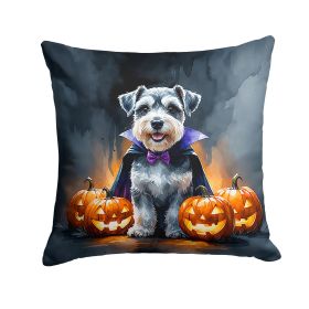 Schnauzer Puppy Halloween Throw Pillow Machine Washable, Indoor Outdoor Decorative Pillow for Couch, Bed or Patio, 18Hx18W