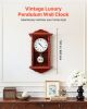 Grandfather Clock, 18 in Classic Vintage Pendulum Clock, Pine Wood & MDF Wall Clocks with Quartz Movement and Quiet Design, for Living Room, Bedroom