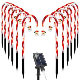 Solar Christmas Candy Cane Lights with 12 Candies 72LEDs Outdoor Christmas Decorations IP44 Waterproof Flickering Pathway Markers String Lights with 8 (Option: Santa)