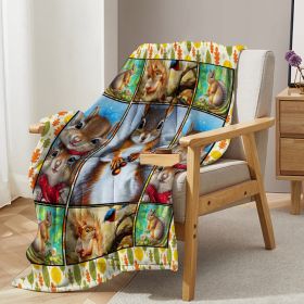 1pc Cute Cartoon Squirrel Printed Blanket, Soft And Skin Friendly Casual Blanket, Cover Blanket, Multi Scene Warm Decorative Blanket, Suitable For All (Option: 150x200cm-Yellow)