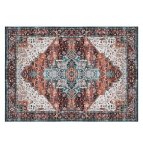 6x9FT Vintage Area Rug Modern Non Slip Carpet Boho Low Pile Soft Rug Waterproof Machine Washable Rug for Living Room Bedroom Kitchen Dining Room Under (Option: Type 3)