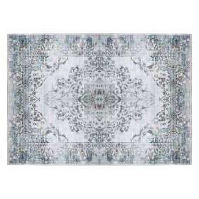 6x9FT Vintage Area Rug Modern Non Slip Carpet Boho Low Pile Soft Rug Waterproof Machine Washable Rug for Living Room Bedroom Kitchen Dining Room Under (Option: Type 1)