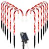 Solar Christmas Candy Cane Lights with 12 Candies 72LEDs Outdoor Christmas Decorations IP44 Waterproof Flickering Pathway Markers String Lights with 8