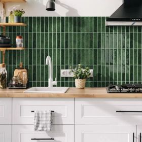 10pcs Dark Green Self-Adhesive Tiles 12x12 Inch Vintage 3D Self-Stick Backsplash Wall Tiles - Heat Resistant Wall Tiles For Kitchen, Bathroom, Rental (Option: 1)