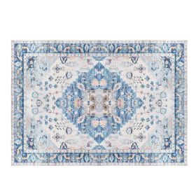 6x9FT Vintage Area Rug Modern Non Slip Carpet Boho Low Pile Soft Rug Waterproof Machine Washable Rug for Living Room Bedroom Kitchen Dining Room Under (Option: Type 2)