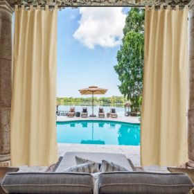Toile Outdoor Thermal Blackout Curtain - 50 In. W X 120 In. L (Option: Beige)