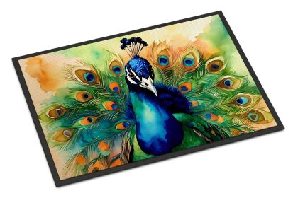 NEW Peacock Doormat Front Door Mat Indoor Outdoor Rugs for Entryway, Non Slip Washable Low Pile, 18H X 27W (Default: Default)