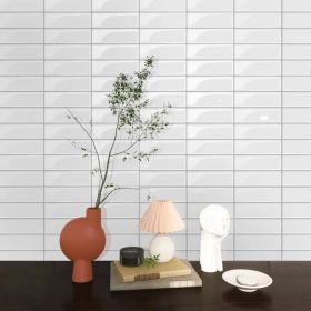 10pcs 10"x10" Pure White 3D Self-adhesive Splash Wall Tiles, Glossy Self-adhesive PVC Wall Stickers, Waterproof Floor Tiles For Kitchen And Bathroom, (Option: 1)